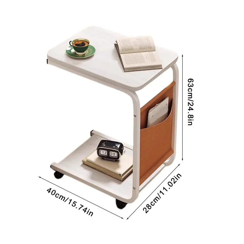 C Shaped Side Table - Mobile Coffee & Sofa Side Cabinet